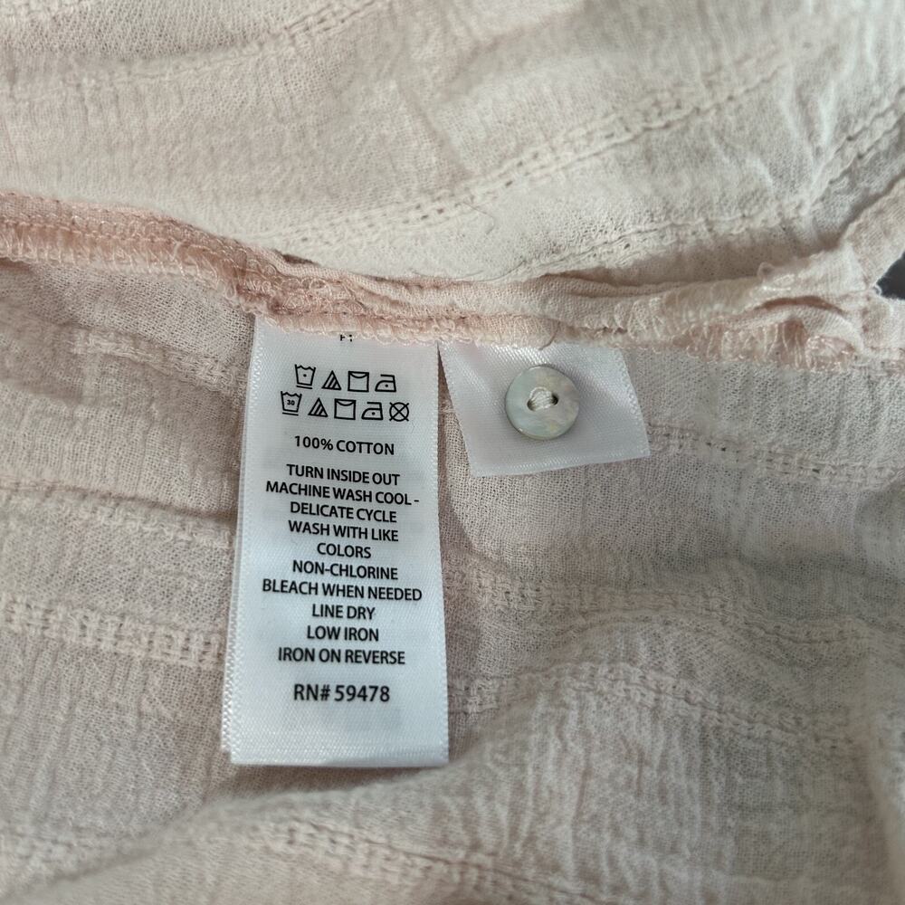 Cynthia Rowley Women's Top Size Large Blush Pink Cotton Blouse Shirt Boho Preppy - Picture 10 of 10